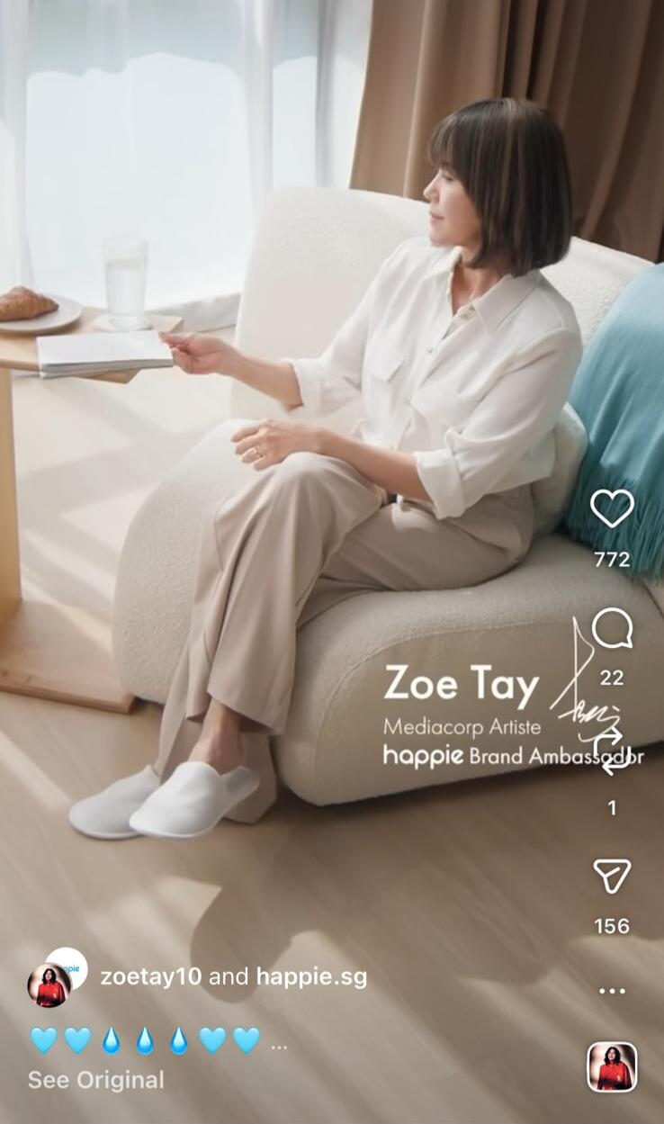 Zoe Tay in the Happie commercial, shot on the kitchen set